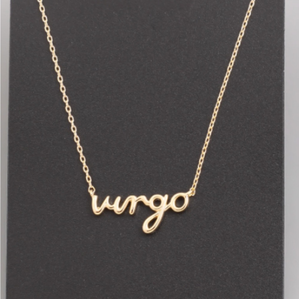 Gold zodiac pendant necklace in a fun font.  Makes a great gift.  18" - Picture 8 of 12